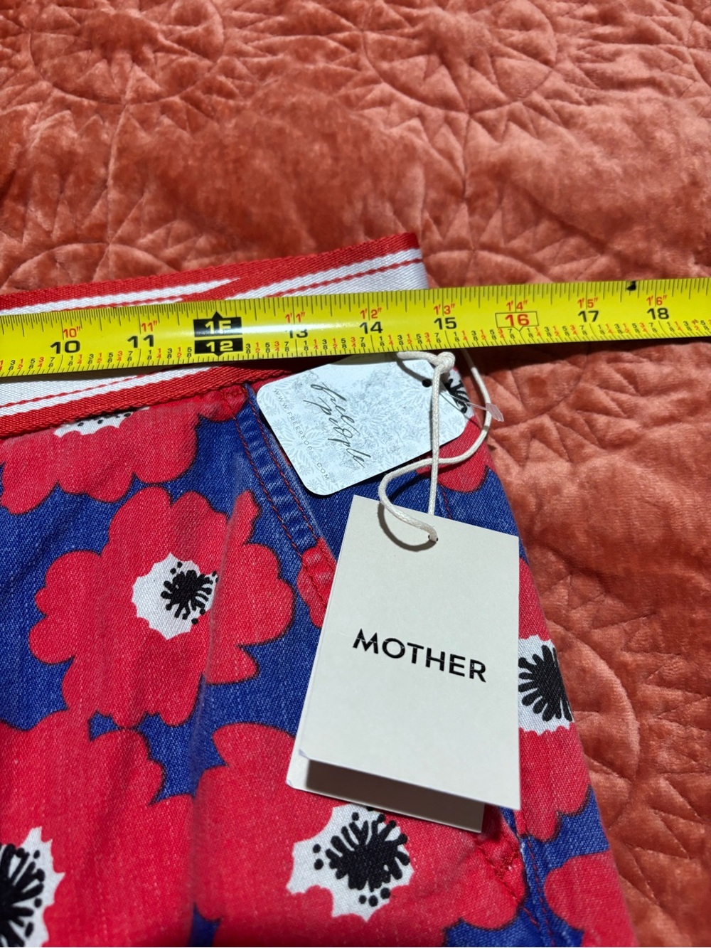 MOTHER Blue and Red Floral Straight Leg Pants - Picture 9 of 12